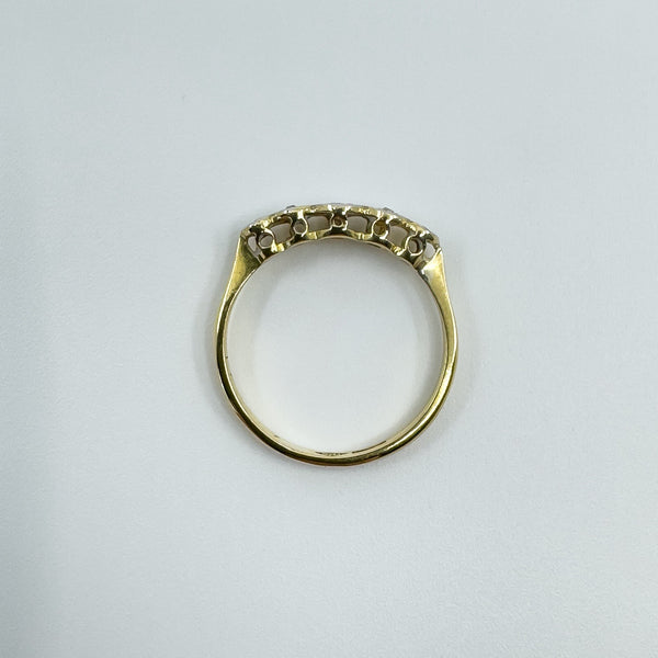 Vintage 18ct Gold Diamond 5x Stone Engagement Ring 750 Size K