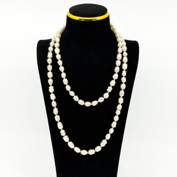 Extra Long Chunky Freshwater White Pearl 42" Necklace