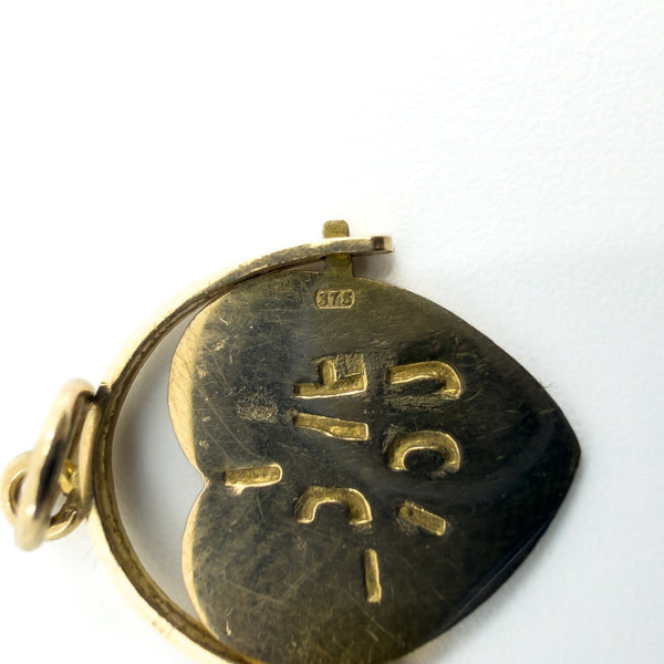 Small Vintage 9ct Gold Spinning I LOVE YOU Fob / Pendant 375 (London 1979)