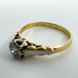 Vintage 18ct Gold & Platinum 0.20ct Diamond Solitaire Ring 750 Size N