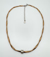 Twisted Rose Gold Plated CZ Necklace in Sterling Silver 925 11g