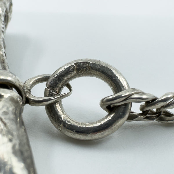Vintage Sterling Silver 72” Guard / Muff Chain Dog Clip & Charm 925 58g