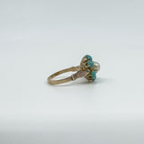 Antique 14ct Gold Pearl & Turquoise Ring Size L 