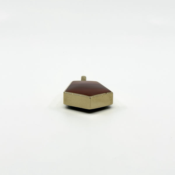 Large Chunky Vintage 9ct Gold Double Sided Green & Orange Agate Fob Pendant 375