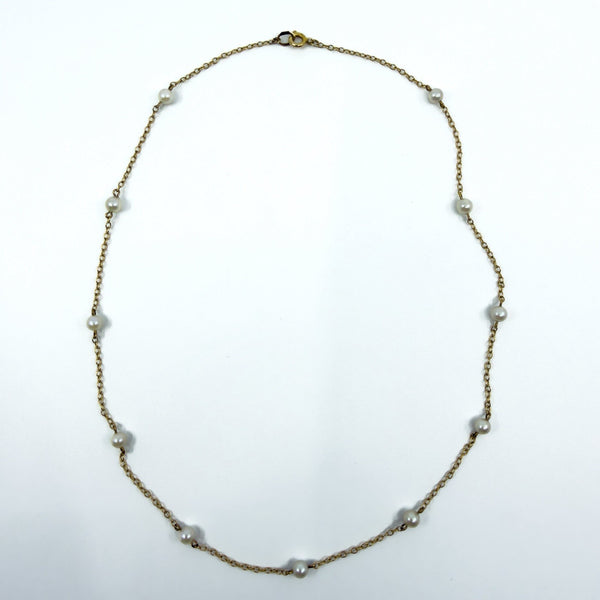 Vintage 9ct Gold Beaded Pearl 16” Chain / Necklace 375