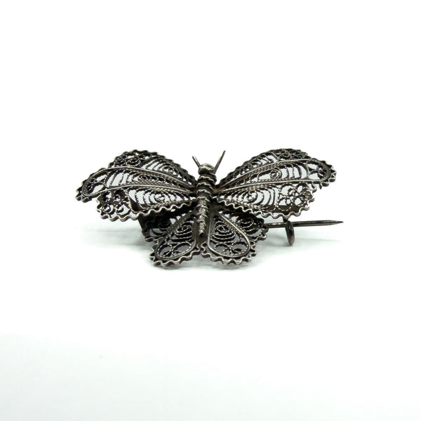 Vintage Sterling Silver Filigree Butterfly Brooch 925