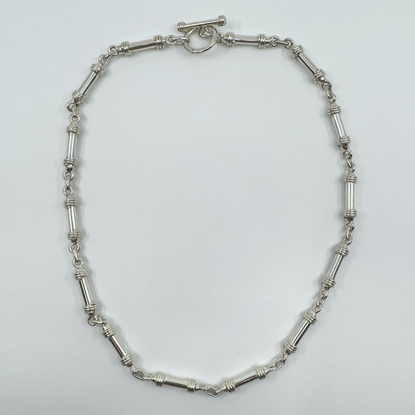 Chunky Sterling Silver Tubular Barrel Links 18" Chain & Toggle T-Bar 925 55g