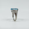 Chunky Sterling Silver 8ct Blue Topaz Ring 925 Size N 