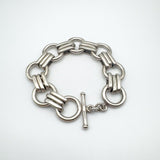 Wide Chunky Links & Hoops T-Bar Bracelet in Sterling Silver 925 Heavy 85g Unisex