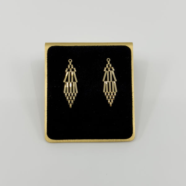 Large Vintage 9ct Gold 4 Bar Gate Drop Earrings 375