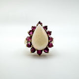 Huge Vintage 9ct Gold Opal & Ruby Ring ( approximately 3ct Total Gems )