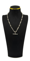 Vintage Sterling Silver 17.5” Fancy Link Chain with Dog Clip & T-Bar Pendant 925