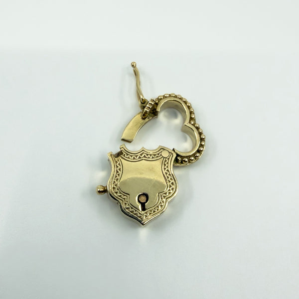 Chunky Vintage 9ct Gold Heart & Sheild Lock Padlock Pendant Charm 375 Birm 1995