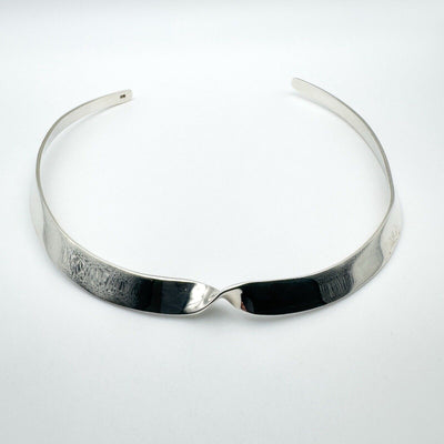 Modernist Contemporary Sterling Silver Collar Torque Choker 925 Heavy 34g