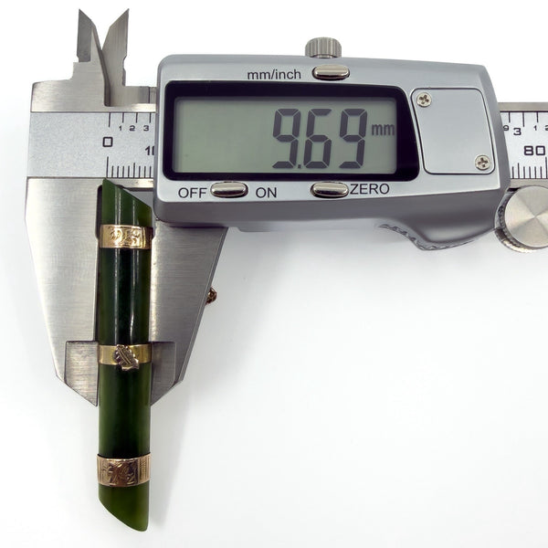 Large Antique Victorian 9ct Gold Jade Bar Brooch 375