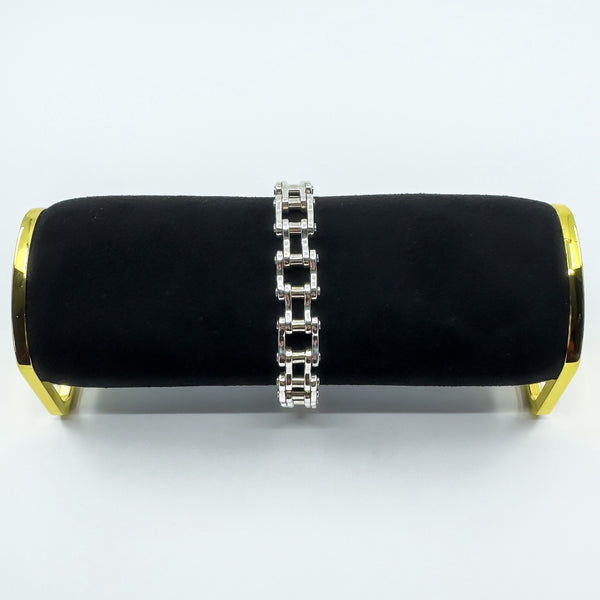 Unusual Sterling Silver Chunky Biker Chain Links 9" Bracelet 925 Heavy 73g