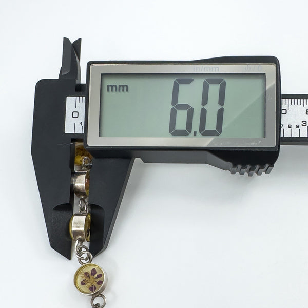 Sterling Silver Floral Resin Dried Flowers Links Bracelet 925