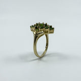 9ct Yellow Gold Green Tourmaline Cluster Ring 375 Size K