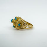 Vintage 14ct Gold Turquoise Ring Size J