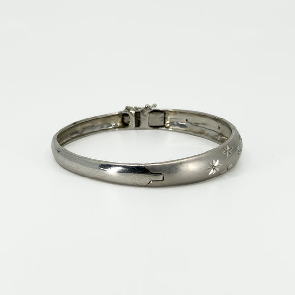 Sterling Silver Celestial Diamond Star Studded Bangle 925