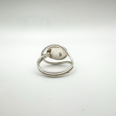 Modernist Cabochon Agate Ring in Sterling Silver 925 Size P - Q