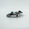 Large Vintage Sterling Silver Floral Green Chalcedony Brooch 925 Bernard Instone