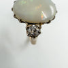 Antique 9ct Rose Gold 3ct Opal & Old Cut Diamond Ring 375 Size M