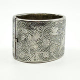 Wide Antique Victorian Sterling Silver Engraved Floral Bangle 925