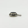 Chunky Vintage Sterling Silver Oval Black Onyx Engraved Locket 925