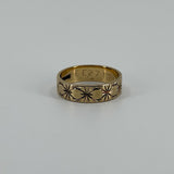 Vintage 9ct Gold Celestial Starry Engraved Full Band Ring 375 Size O (1977)