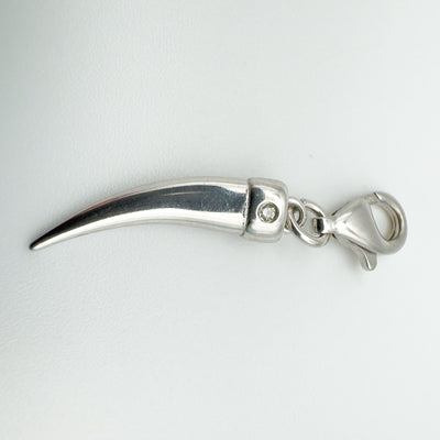 Diamond Tooth - Horn Pendant / Charm in Sterling Silver 925