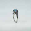 Vintage Sterling Silver 3.60ct Blue Topaz Solitaire Ring 925 Size N 1/2