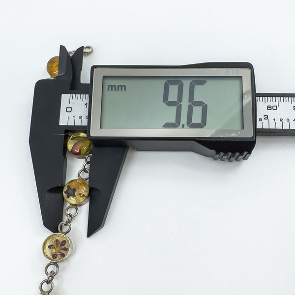 Sterling Silver Floral Resin Dried Flowers Links Bracelet 925