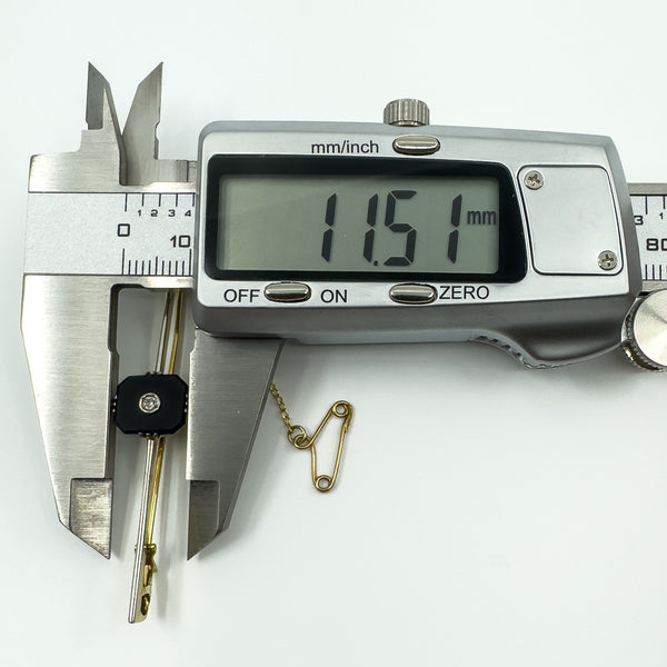 Antique / Art Deco 18ct & 15ct Gold Diamond & Black Onyx Bar Brooch 750