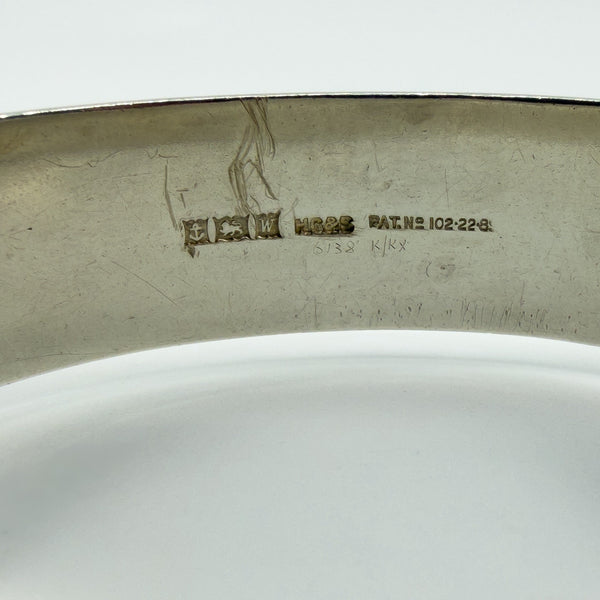 Vintage Sterling Silver & Rose Gold Engraved Floral Bangle 925 (Birm 1971)