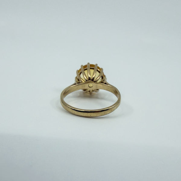 Vintage 9ct Gold 4.40ct Citrine Solitaire Cocktail Ring 375 Size K - L Birm 1992