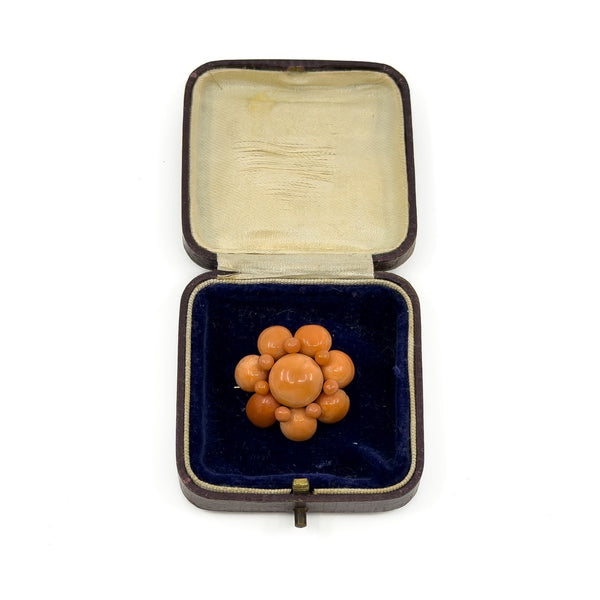 Antique Victorian 14ct Gold Natural Coral Brooch 585