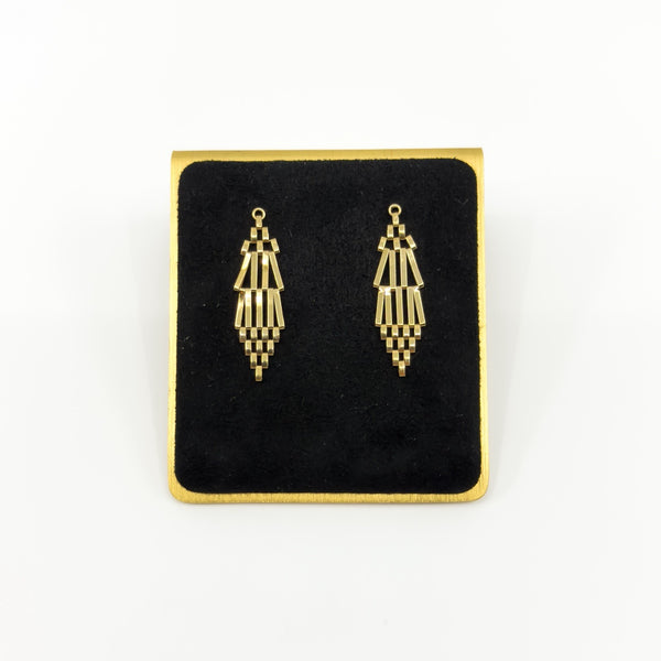 Large Vintage 9ct Gold 4 Bar Gate Drop Earrings 375