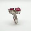 New 4ct Ruby Toi Et Moi Ring in Sterling Silver Size N