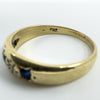Vintage 9ct Gold Diamond & Sapphire Starburst Ring Gypsy Band Size O London 1978