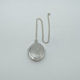 Vintage Sterling Silver Oval Engraved Photo Locket & 20” Curb Chain Necklace 925