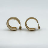 Vintage 9ct Gold Chunky Matt / Brushed Diamond Cut Hoop Earrings 375 (Birm 1977)
