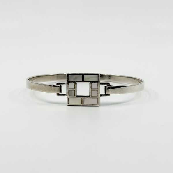 Vintage Sterling Silver Mother of Pearl Bangle / Bracelet 925 by Kit Heath