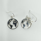 New World Map Earrings on Shepherd Hooks in Sterling Silver 925