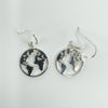 New World Map Earrings on Shepherd Hooks in Sterling Silver 925