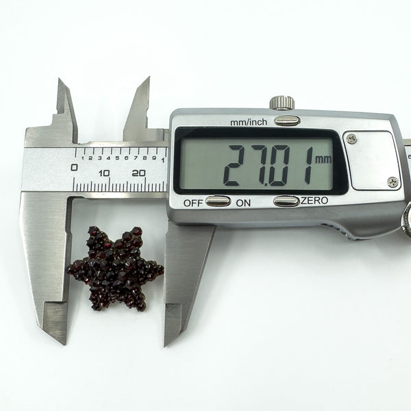 Antique Silver Gilt Bohemian Rose Cut Garnet Star Brooch