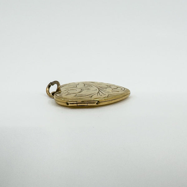 Vintage 9ct Gold Heart Locket Floral / Etched / Scroll Design Engraving 375 5.6g