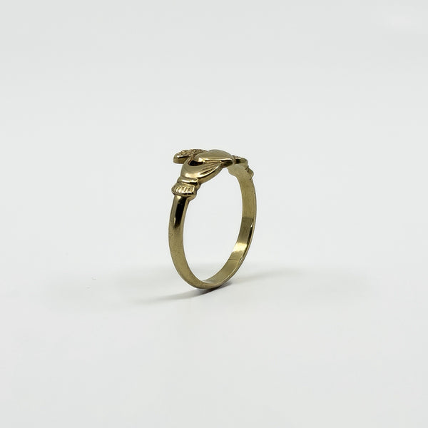 Vintage 9ct Gold Irish Claddagh Ring 375 Size Q - R 