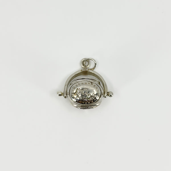 Unusal Vintage Sterling Silver Spinning 3x Sided Photo Locket Fob / Pendant 925