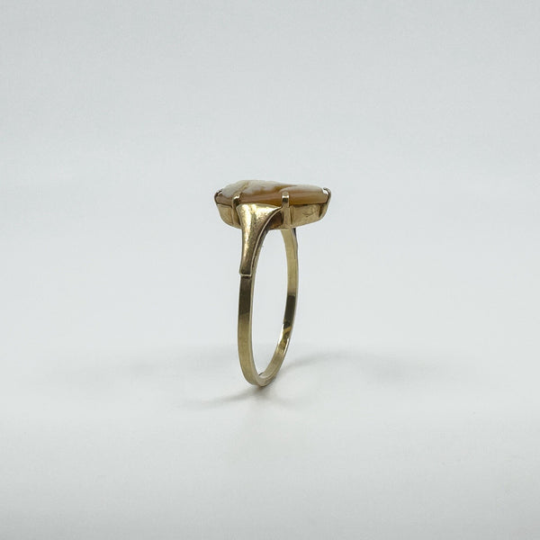 Vintage 9ct Gold Small Left Facing Carved Cameo Ring 375 Size P 